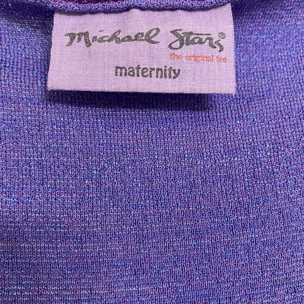MICHAEL STARS The Original Tee MATERNITY v-neck iridescent purple dress one size - Picture 3 of 4